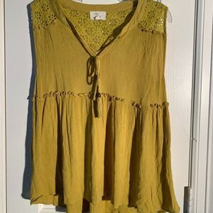 Love Rayon Eyelet Accent Blouse